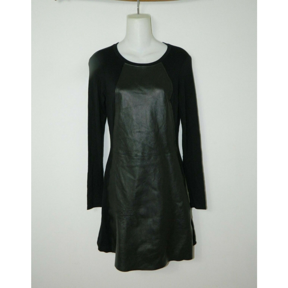 Michael Stars Dress Size X-Small Black Shantelle 100% Lambskin Leather and Knit - Picture 3 of 10